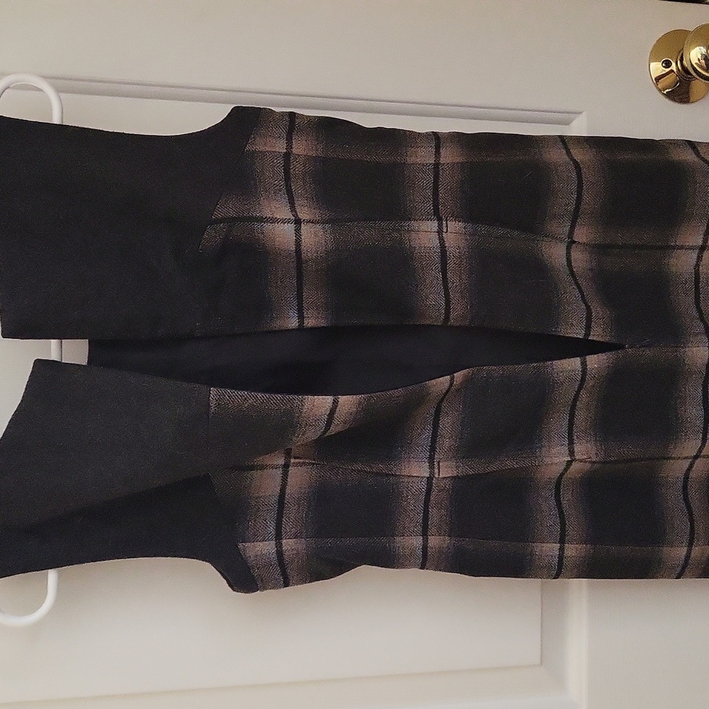 NWOT Banana Republic Gray, Beige, and Baby Blue Plaid Wool Shift Dress, Size 4 - Picture 9 of 10